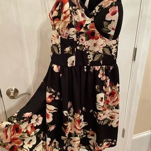 Xhiliration size XXL black floral mini dress